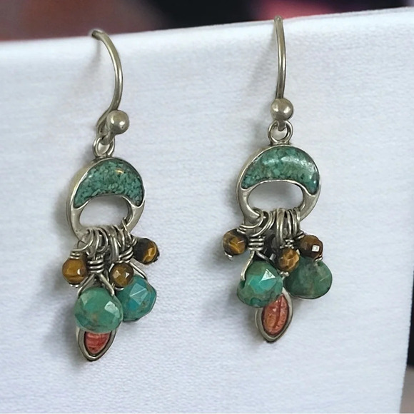 Silpada Turquoise|Tiger’s Eye Sterling Silver Earrings - Picture 2 of 5